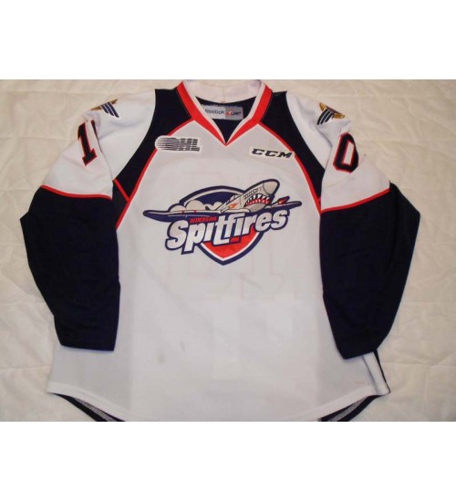 Custom OHL Windsor Spitfires 2014 15 10 Markus Soberg Hockey Jersey Home Blue